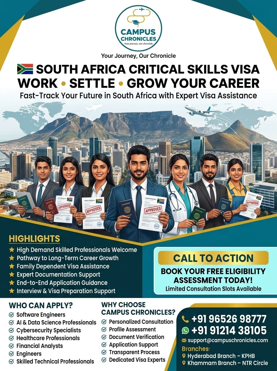 South Africa Critical Skills Visa campaign poster — Work, Settle, Grow Your Career