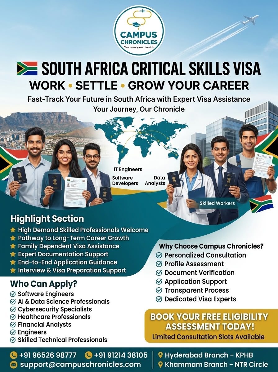 South Africa Critical Skills Visa — Work, Settle, Grow Your Career campaign poster